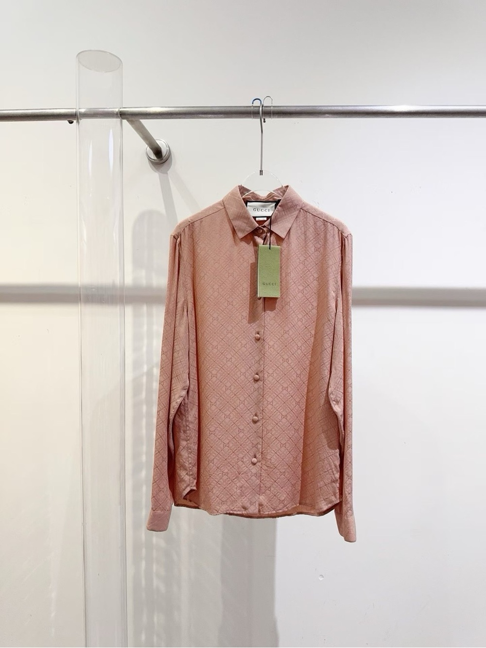 🚩steal Gucci Dusty Rose Silk Button-Down Blouse